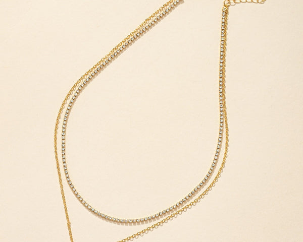 Mehrlagige Halskette mit Strass, Planet Anhänger