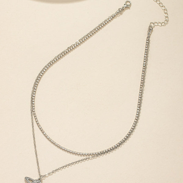 Mehrlagige Halskette mit Strass, Planet Anhänger