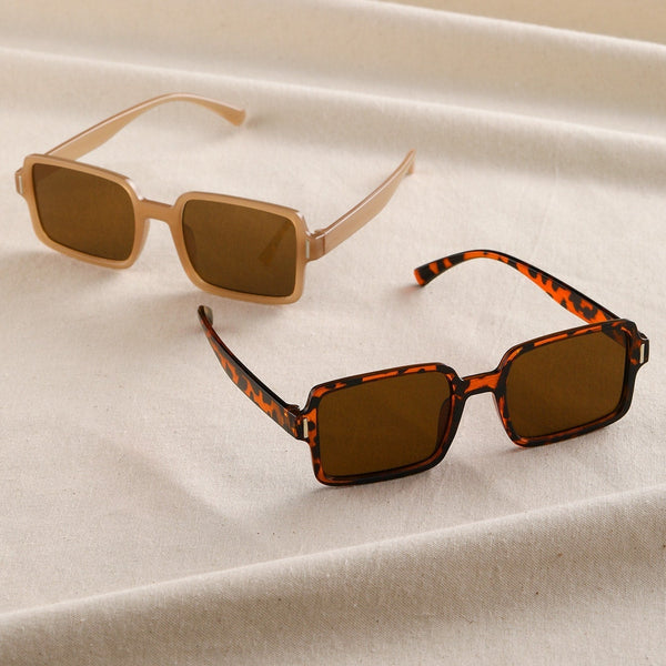 2 Paar Mode Brille mit quadratischem Rahmen, Schildpatt