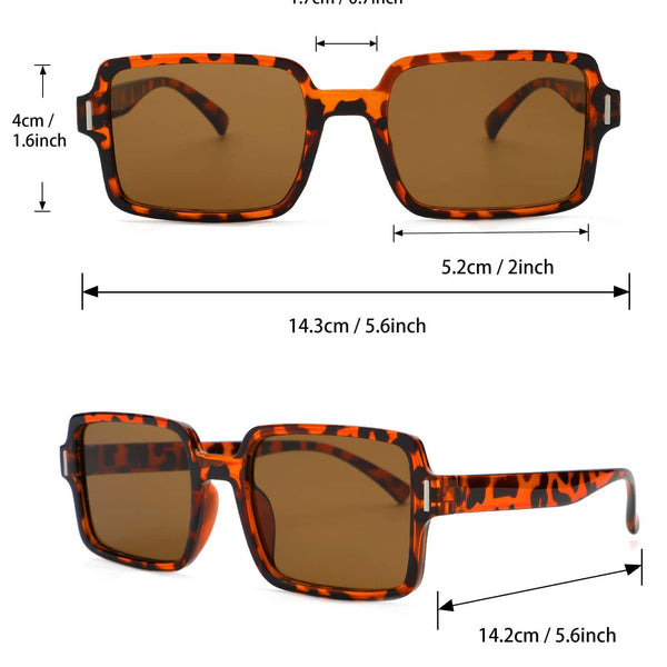 2 Paar Mode Brille mit quadratischem Rahmen, Schildpatt